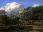 欧洲12-19世纪油画一_BERCHEM, Nicolaes - A Man and a Youth ploughing with Oxen